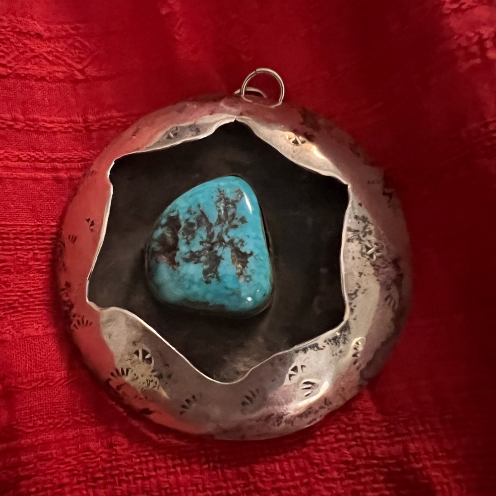 Navajo Silver and Turquoise Pendant Necklace